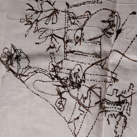 Handmade Embroidered Table Scarfs Women Pictured Black Embrodery - Picture 4 of 10